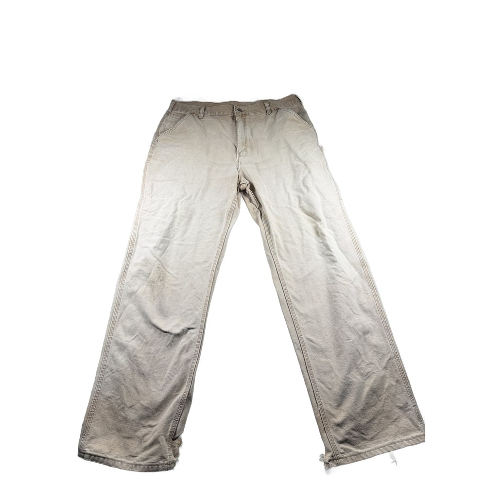 Carhartt Carpenter Work Pants Men's Measured 38x33 Tan Distressed